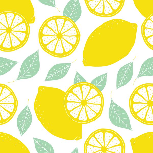 پس زمینه لیمو تازه آیکون های دست کشیده وکتور تصویر زمینه دودل الگوی بدون درز رنگارنگ با مجموعه میوه های تازه تصویر تزئینی مناسب برای چاپ