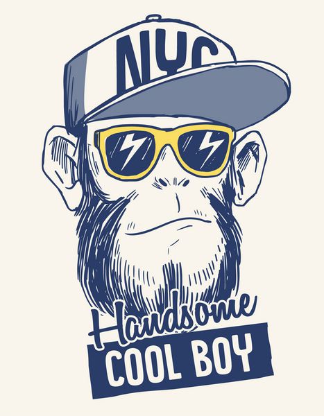 تصویربرداری Monkey Cool با شعار جالب برای تی شرت و سایر کاربردها