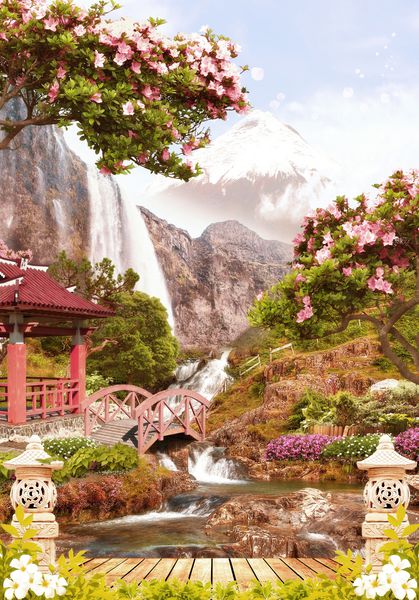 نقاشی دیواری باغ ژاپن