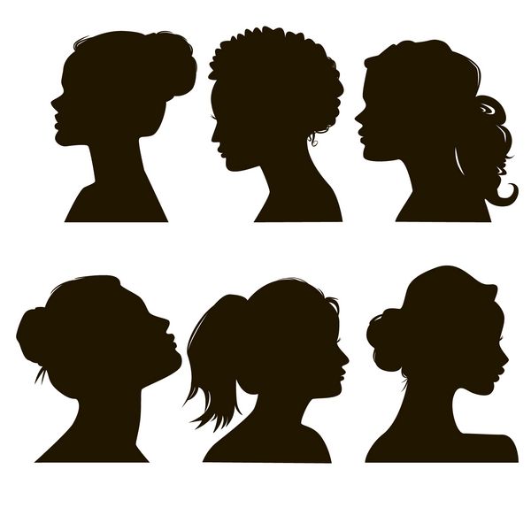 زنان و siluettes ظریف با مدل های مختلف چهره زن زیبا در پروفایل EPS8