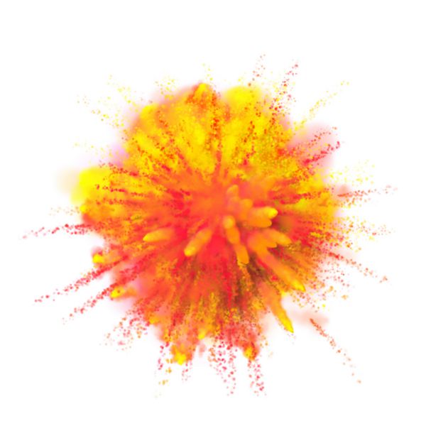 پس زمینه انفجار پودر رنگ رنگ زرد با رنگ گرد و غبار نارنجی قرمز برای جشنواره هولی منفجر می شود