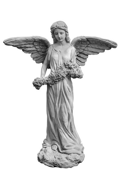 مجسمه یک فرشته در زمینه سفید