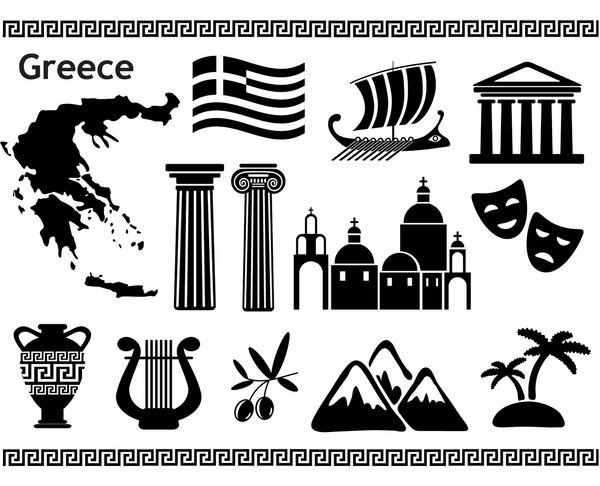 نمادهای سنتی یونان نمادهای تک رنگ