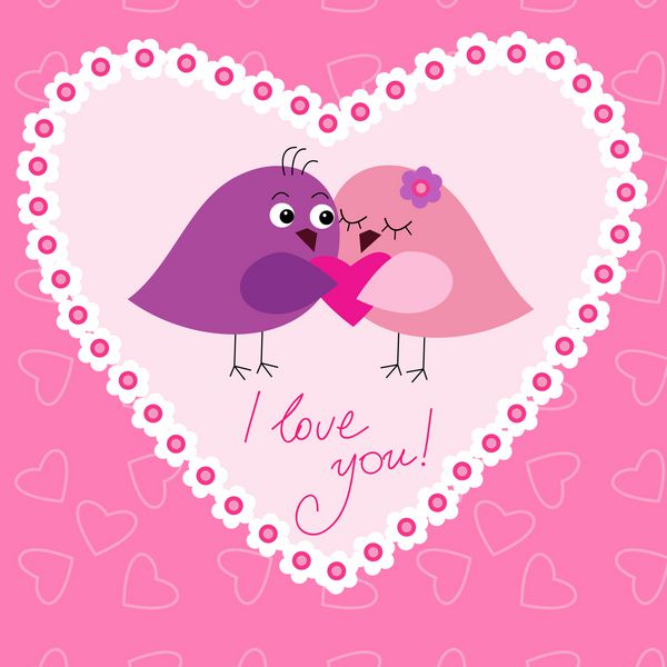 کارت تبریک با یک پرنده زیبا در عشق
