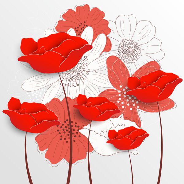 زمینه گل یکپارچهسازی با سیستمعامل گلهای تزئینی کارت تبریک رمانتیک طرح های دستی گل ترسیم شده است گلهای کاغذی تصویر برداری