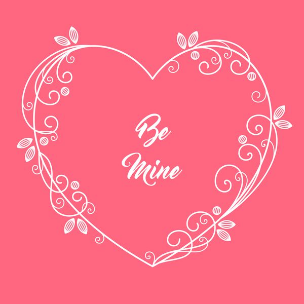 کارت تبریک رمانتیک با قاب قلبی شکل گلدار تصویر برداری