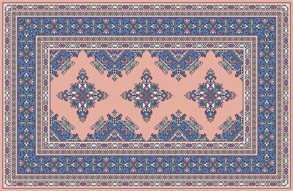 فرش رنگارنگ موزائیک شرقی بوخارا با تزئینات هندسی سنتی قومی الگوی قاب حاشیه فرش تصویر برداری 10 EPS