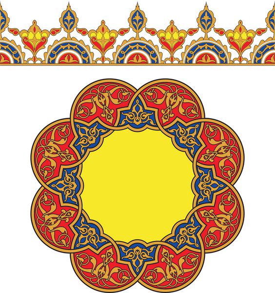 تصویر برداری حاشیه تزئینی مرز و دایره سبک عربی