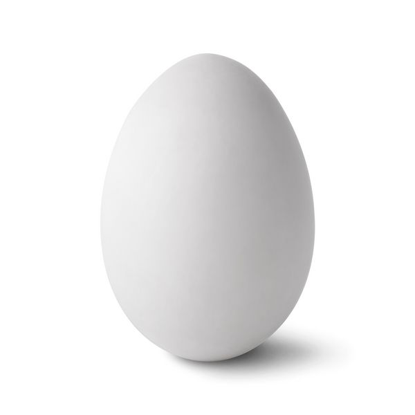 تخم مرغ تنها جدا شده بر روی زمینه سفید با مسیر قطع