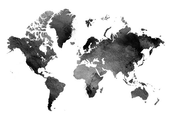 نقشه پرنعمت سیاه و سفید جهان پس زمینه افقی
