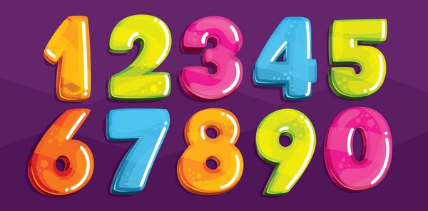 ارقام کارتونی وکتور کارتون مجموعه شماره های رنگ