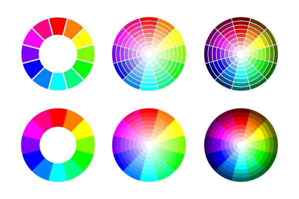 چرخ رنگ از 12 رنگ rgb وکتور تنظیم شده بر روی زمینه سفید