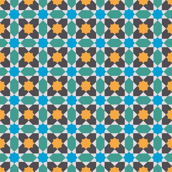 الگوی یکپارچه به سبک مراکش کاشی معرق تزئینات سنتی اسلامی زمینه هندسی تصویر برداری
