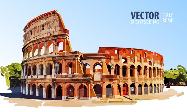 روم کولوسئوم رم ایتالیا اروپا مسافرت رفتن معماری و نقطه عطف تصویر برداری