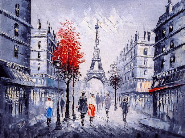 نقاشی روغنی نمای خیابان پاریس