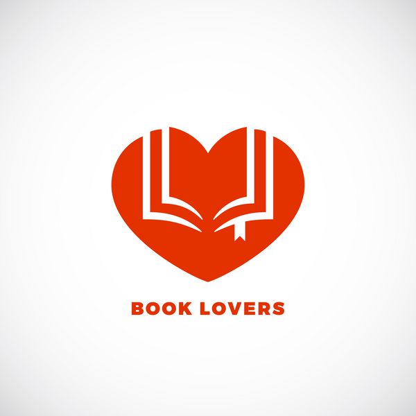 عاشقان کتاب علامت وکتور چکیده نماد یا الگوی نشان کتاب منفی فضای آزاد در یک شبح قلب جدا شده