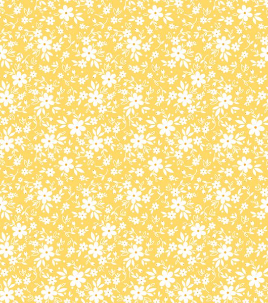 الگوی گل ناز در گل کوچک چاپ Ditsy بافت بردار بدون درز الگوی زیبا برای چاپ مد چاپ با گل های سفید کوچک زمینه زرد روشن