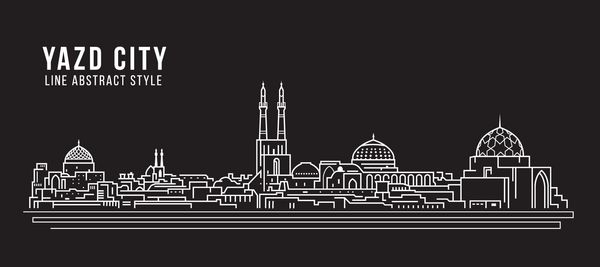 طراحی تصویر برداری هنر خط Cityscape طراحی شهر شهر یزد
