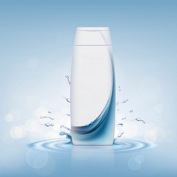 بطری پلاستیکی با شامپو مو محصول با طرح برچسب تصویر برداری