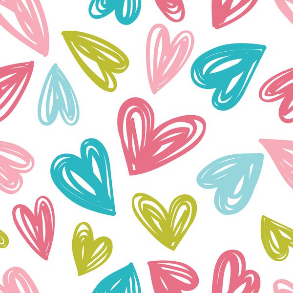 الگوی یکپارچه در مفهوم نقاشی های کودکان amp x27؛ زمینه با قلب در رنگ های پاستلی عالی برای کودک روز ولنتاین و روز مادر روز مادر عروسی دفترچه بافتهای سطحی