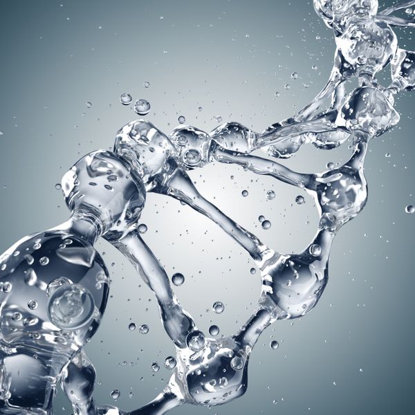 زمینه علمی با مولکول های DNA از آب به رنگ خاکستری رندر سه بعدی