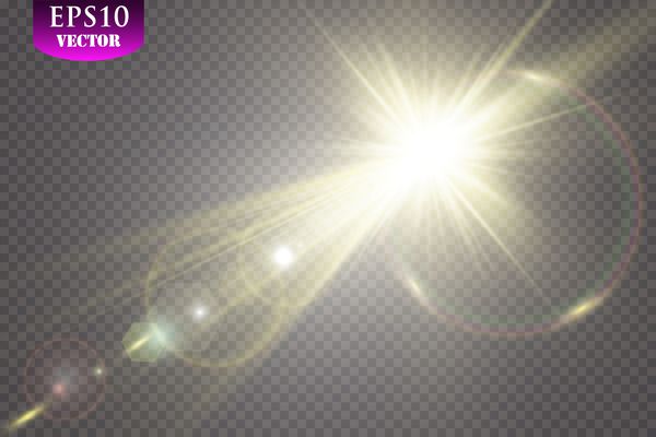 وکتور لامپ ویژه نور شفاف نور خورشید اثر نور