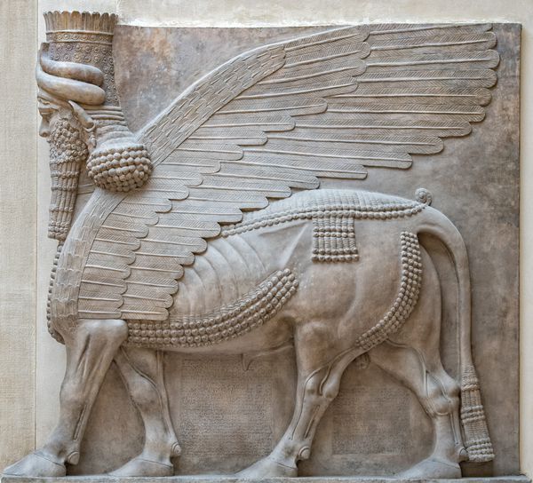 نقاشی مجسمه بابل و آشور باستان از بین النهرین