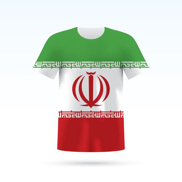 پرچم ایران که روی یک تی شرت چاپ شده است قالب پیراهن وکتور بر روی یک پس زمینه سفید