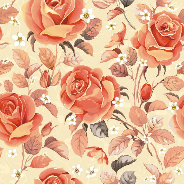 الگوی گرافیکی گل زیبا کاغذ دیواری بدون درز مدرن با گلهای رز الگوی تزئینی برای طرح تبریک تصویر برداری