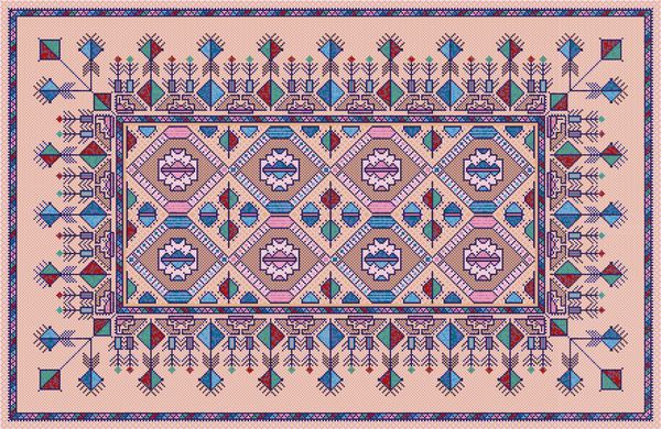 فرش رنگارنگ مومیایی کریم شرقی با زینت هندسی سنتی قومی الگوی قاب حاشیه فرش تصویر برداری 10 EPS