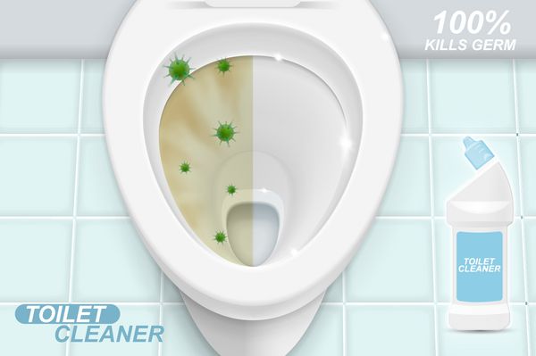 تبلیغات ژل تمیز کننده توالت تصویر واقع گرایانه با نمای بالا مفهوم گرافیکی برای طراحی شما