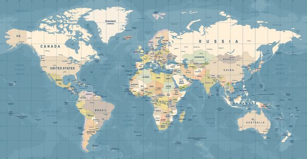 وکتور نقشه جهانی تصویر بالا و دقیق از نقشه جهان