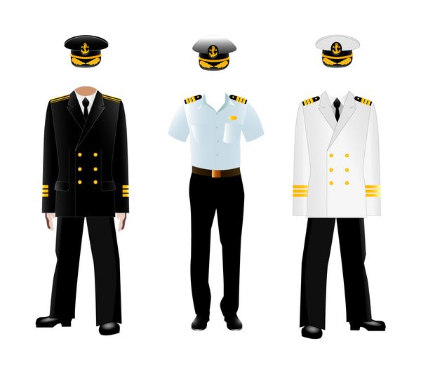لباس کاپیتان نیروی دریایی تصویر برداری جدا شده بر روی سفید