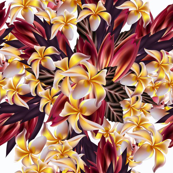 الگوی وکتور مد با گل های انبه زرد به سبک پرنعمت