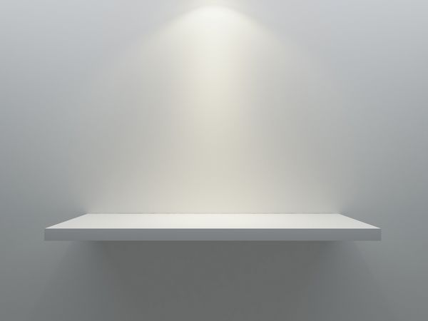 قفسه خالی ایستاده روی دیوار با ارائه 3D نور نقطه ای