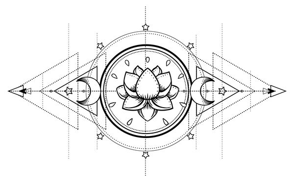 هندسه Lotus و Sacred آیورودا سمبل هماهنگی و تعادل و جهان است طراحی گوشت آرم یوگا چاپ Boho پوستر نساجی تی شرت کتاب ضد استرس تصویر برداری جدا شده