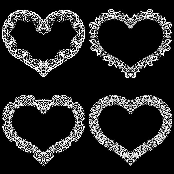 قاب برش لیزری به شکل قلب با حاشیه توری مجموعه ای از مبانی کاغذ دیواری برای عروسی الگوهای برداری برای برش