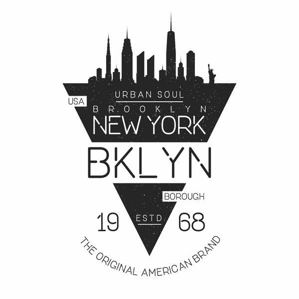 نیویورک بروکلین تایپوگرافی مدرن برای چاپ تی شرت شبح افقی نیویورک گرافیک تی شرت وکتور