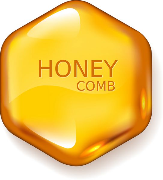 قطره عسل بردار واقعی شش ضلعی در زمینه سفید Eps10 RGB رنگهای جهانی