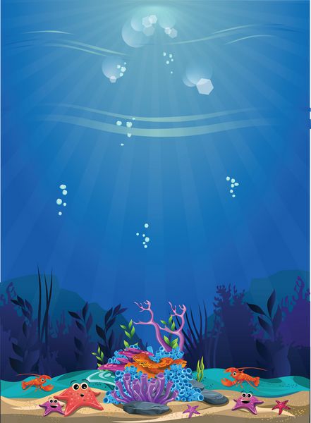 یک صحنه زیبا در زیر آب زمینه زیبا زیر آب و درخشان با صخره های مرجانی ماهی و جلبک