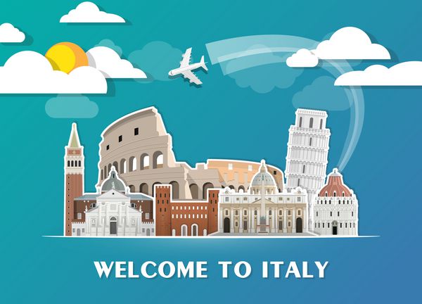 پس زمینه کاغذ سفر و سفر جهانی ایتالیا وکتور طراحی الگو برای تبلیغات کتاب بنر الگو تجارت مسافرتی یا ارائه خود استفاده کنید