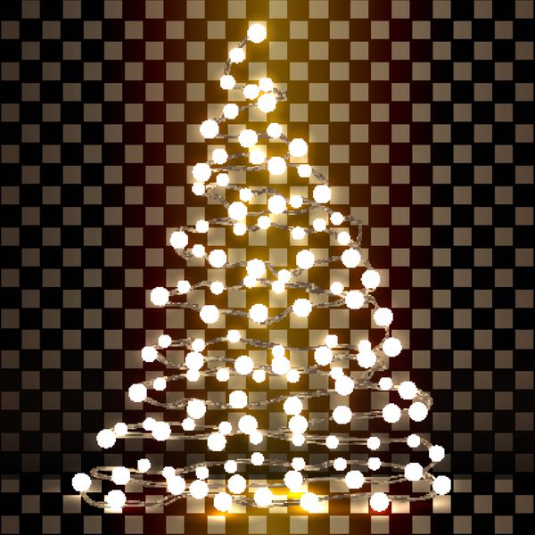 درخت کریسمس از چراغ هایی با پس زمینه شفاف ساخته شده است تصویر برداری