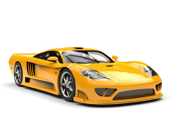 ماشین فوق العاده زیبا سوپر مسابقه مدرن زرد شات زیبایی تصویر سه بعدی
