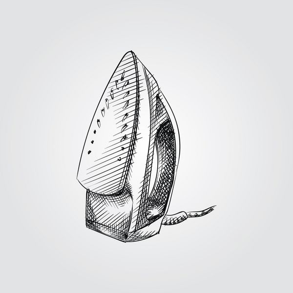 نماد طراحی آهن کشیده شده دستی بر روی زمینه سفید لوازم برداری به سبک مرسوم مد روز