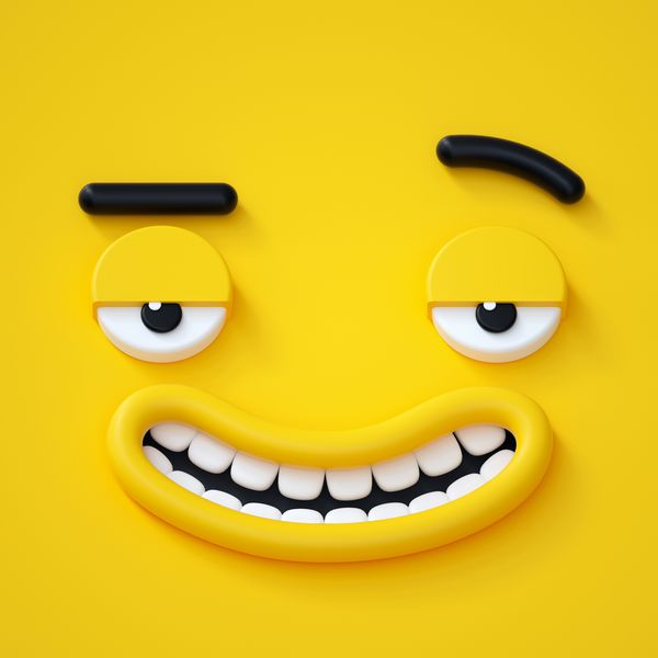3D رندر آیکون چهره احساسی انتزاعی شخصیت احمقانه خنده دار پلیبوی هیولا کارتون زیبا تصویر ایموجی شکلک اسباب بازی
