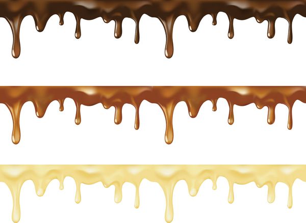 مجموعه وکتور واقع گرایانه شکلات های شیرین تیره سفید و شیر ذوب شده بدون درز طراحی وکتور انواع دسر یا کافه تریا و کیک و شیرینی پزی