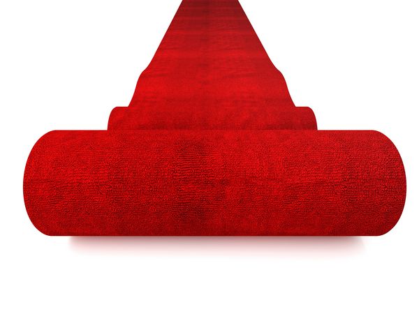 فرش قرمز کلاسیک نورد بر روی زمینه سفید