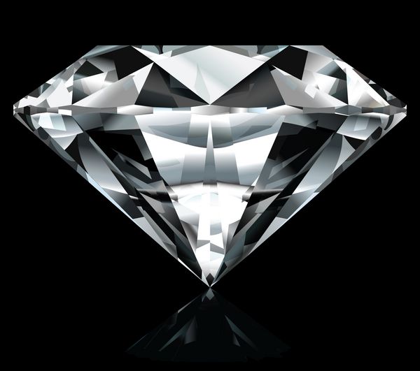 تصویر واقعی الماس در پس زمینه سیاه بردار بدون مش شیب