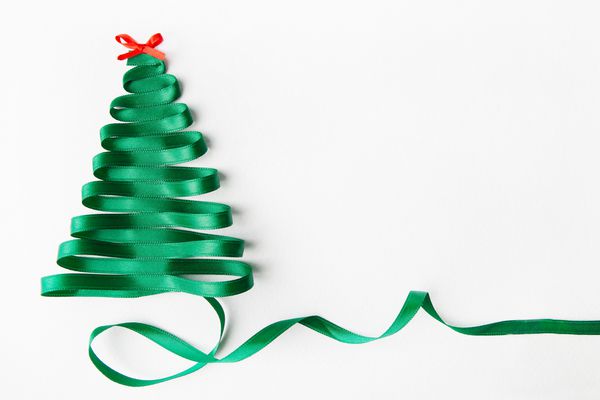 کارت کریسمس درخت کریسمس ساخته شده از روبان