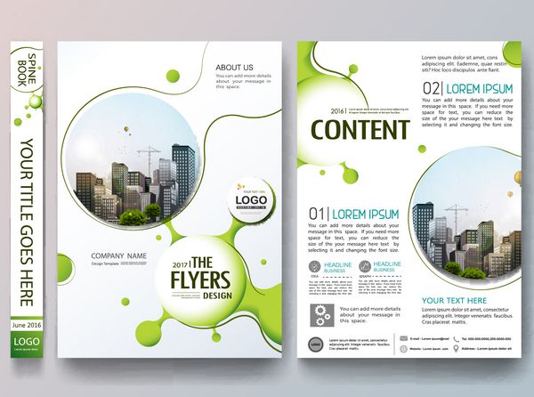 وکتور قالب طراحی نمونه کارها شکل دایره سبز گرافیکی در ارائه جلد کتاب حداقل گزارش بروشور پوستر مجله نوجوانان آگهی های تبلیغاتی